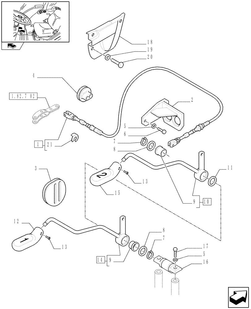 Схема запчастей Case IH FARMALL 75N - (1.92.82/01) - 2 REMOTE VALVES - LEVER AND KNOB (10) - OPERATORS PLATFORM/CAB