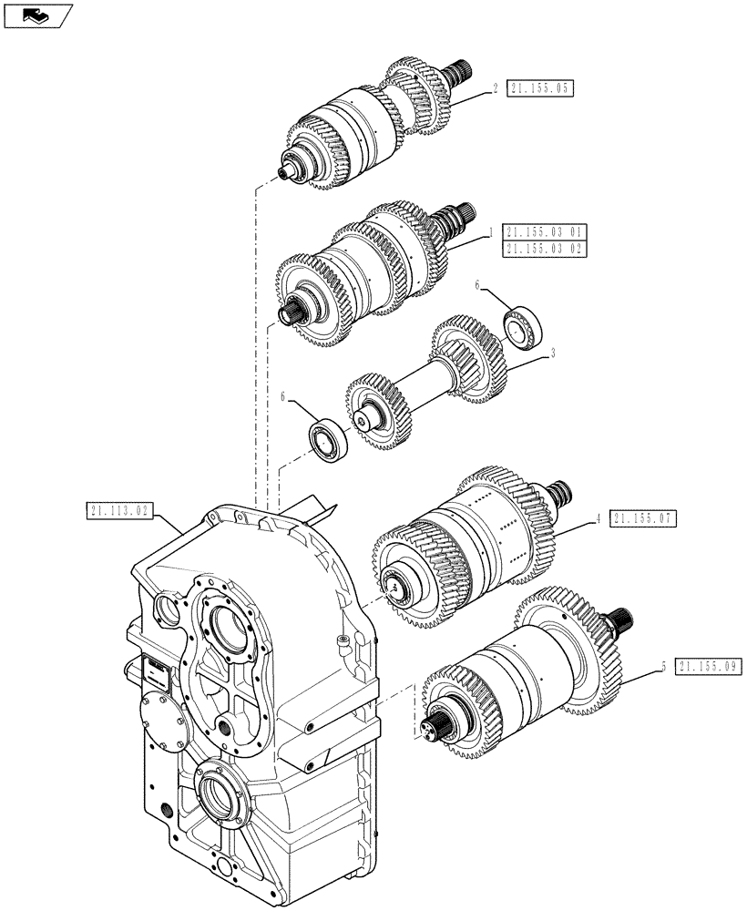 Схема запчастей Case IH STEIGER 500 - (21.155.01) - POWER SHIFT TRANSMISSION - SHAFT ASSEMBLIES AND CLUTCHES, PS4, 8C AND 8.5C (21) - TRANSMISSION