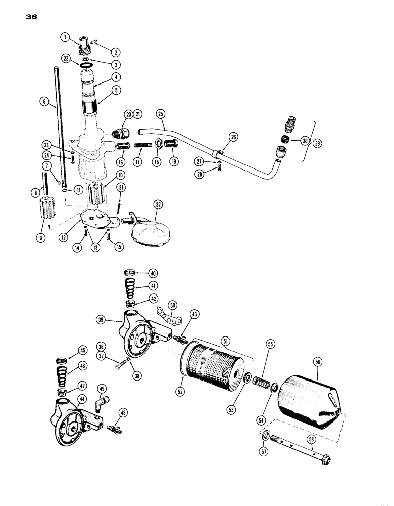 Схема запчастей Case IH A284 - (36) - ENGINE OIL PUMP / ENGINE OIL FILTER, SPARK IGNITION ENGINE 