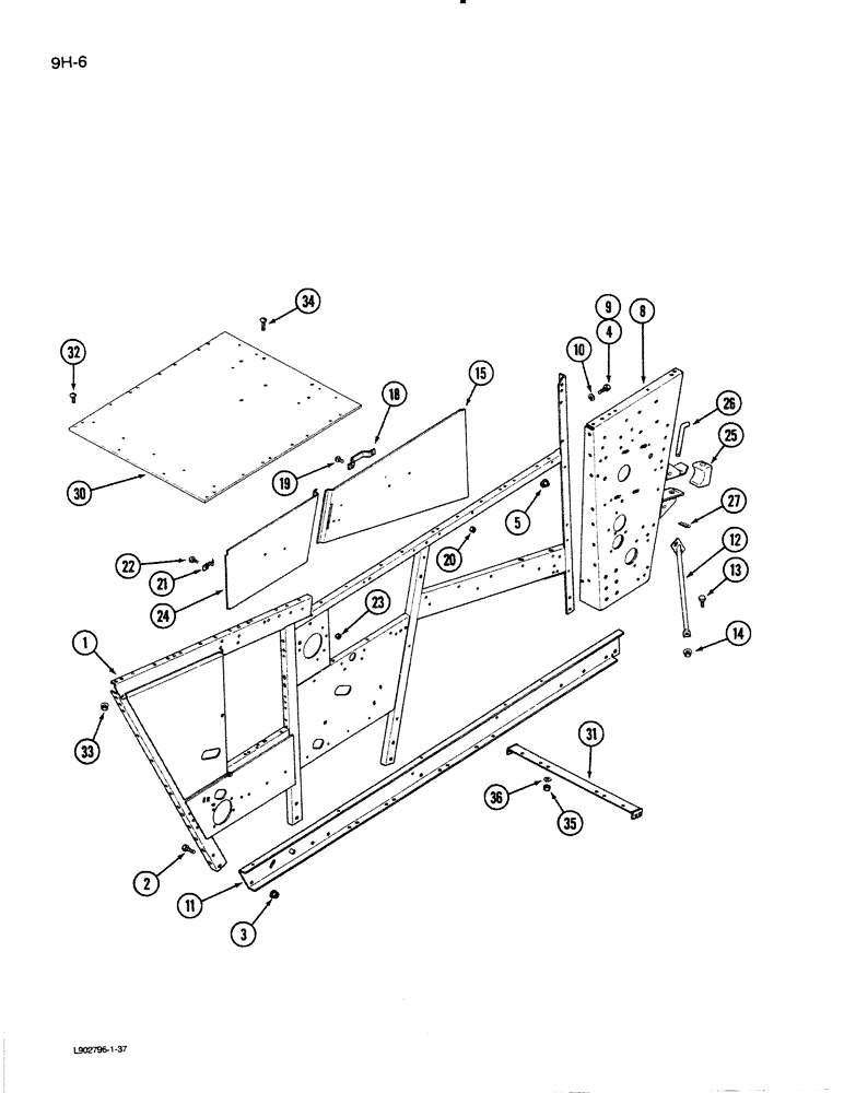 Схема запчастей Case IH 1620 - (9H-06) - SEPARATOR LEFT SIDE AND SUPPORTS (12) - CHASSIS