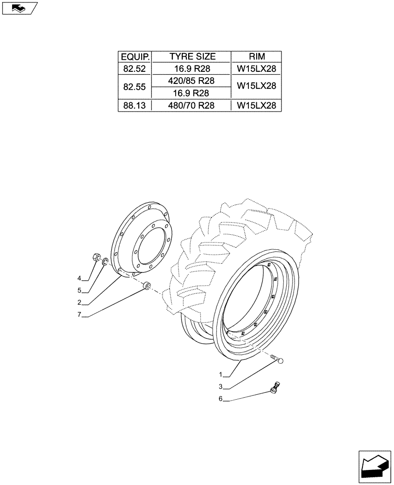 Схема запчастей Case IH PUMA 170 - (44.511.02[06]) - 4WD FRONT WHEELS (44) - WHEELS