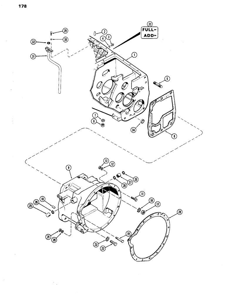 Схема запчастей Case IH 770 - (178) - CLUTCH AND TRANSMISSION HOUSINGS, MECHANICAL SHIFT (06) - POWER TRAIN