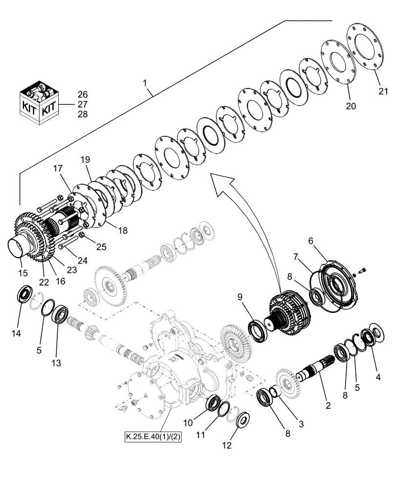 Схема запчастей Case IH AFX8010 - (K.25.E.40[4]) - CLUTCH, FRICTION DISC K - Crop Processing