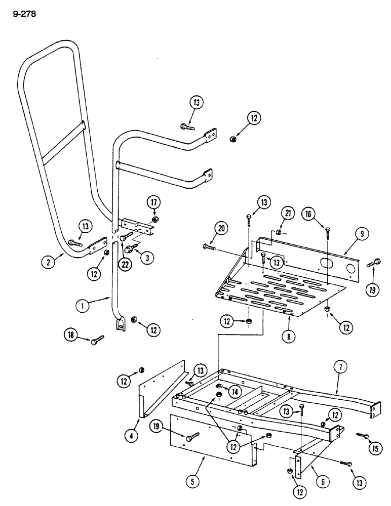 Схема запчастей Case IH 1620 - (9-278) - OPERATORS PLATFORM EXTENSION (12) - CHASSIS