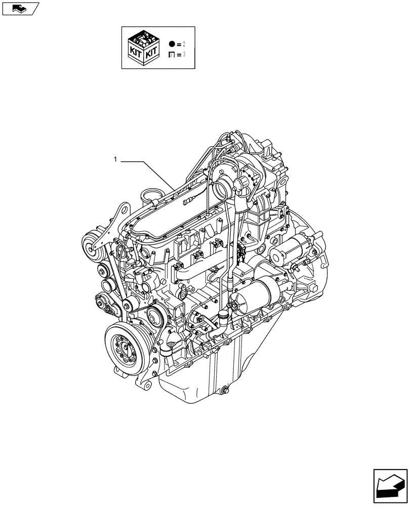 Схема запчастей Case IH F2CFE613F A010 - (10.001.01) - ENGINE ASSY (504376887) 