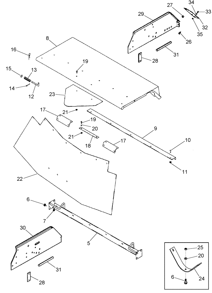 Схема запчастей Case IH 2388 - (09D-12) - CLEANING SHOE DOOR - SHIELD - MODELS WITH STRAW AND CHAFF SPREADER (16) - GRAIN ELEVATORS & AUGERS