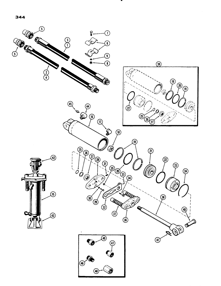 Схема запчастей Case IH 730 SERIES - (344) - REMOTE HYDRAULIC HOSES AND COUPLINGS, CYLINDER END (08) - HYDRAULICS