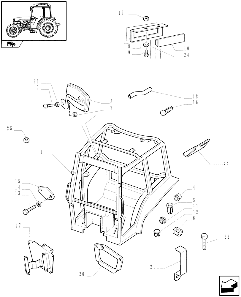 Схема запчастей Case IH FARMALL 85C - (1.92.90) - CAB FRAME (10) - OPERATORS PLATFORM/CAB