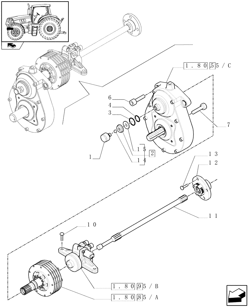 Схема запчастей Case IH PUMA 140 - (1.80.5[01]) - INTEGRATED FRONT HPL WITH PTO - PTO, CLUTCH AND CYLINDER (VAR.333648-334648-335648) (07) - HYDRAULIC SYSTEM