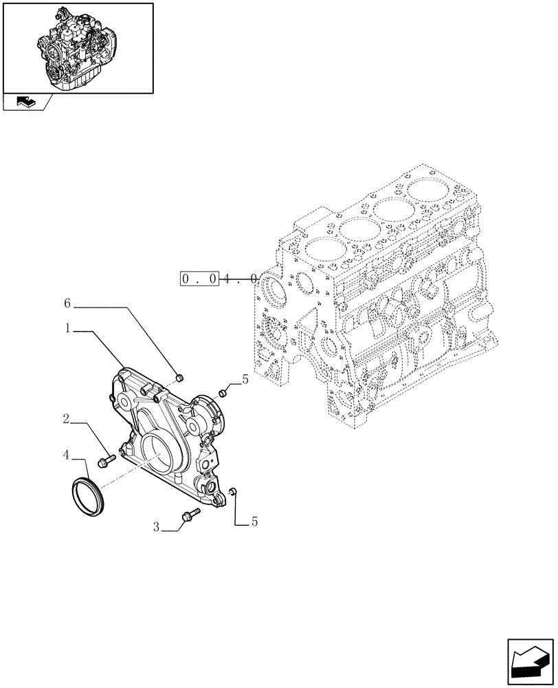 Схема запчастей Case IH F4GE9484A J600 - (0.04.3[02]) - CRANKCASE COVERS (4894734) 