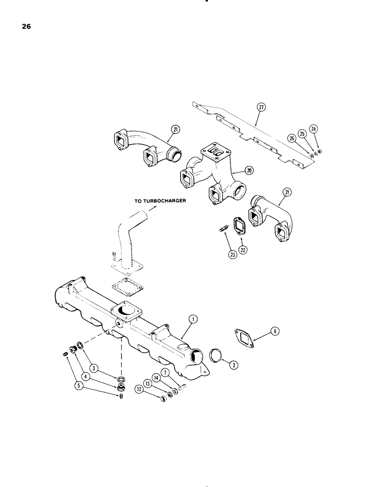 Схема запчастей Case IH 1270 - (026) - MANIFOLDS, (451 BDT) DIESEL ENGINE (02) - ENGINE