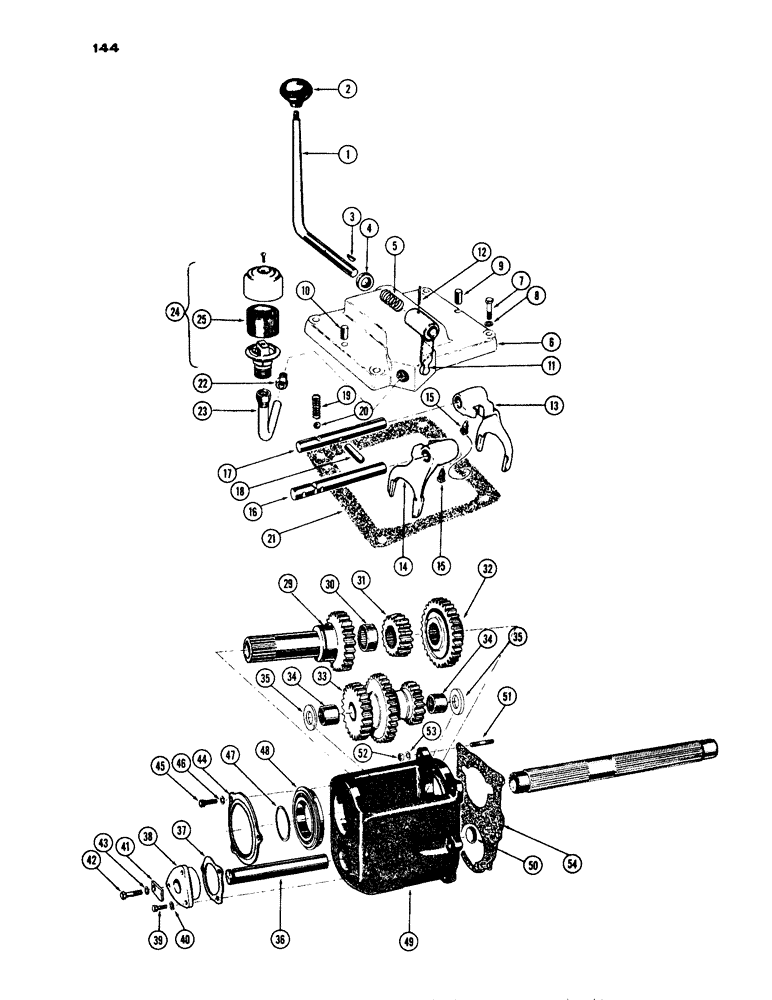 Схема запчастей Case IH 530 - (144) - TRIPLE RANGE CONTROL COVER (06) - POWER TRAIN