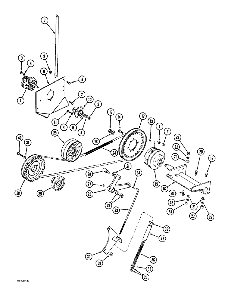 Схема запчастей Case IH 1660 - (8-038) - HEADER LIFT PUMP, MOUNTING AND DRIVE, PRIOR TO P.I.N. JJC0102897 (07) - HYDRAULICS