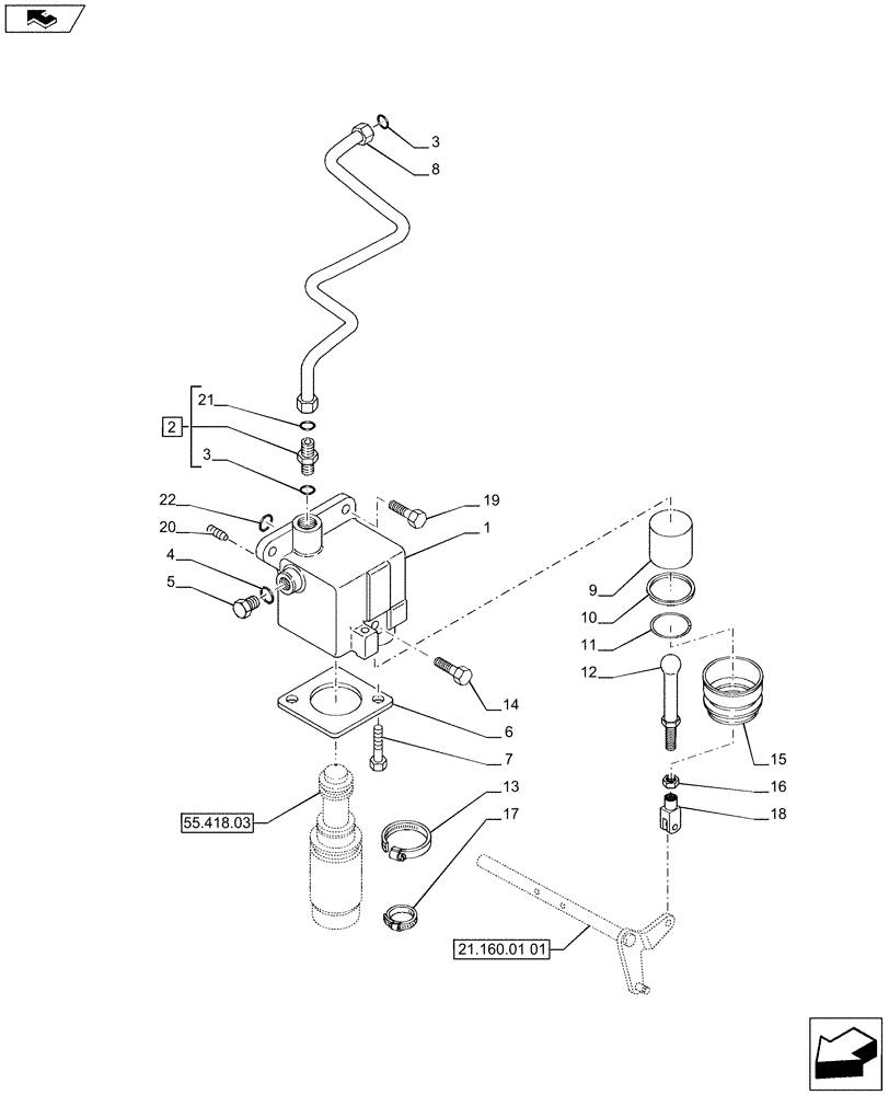 Схема запчастей Case IH PUMA 215 - (21.160.01[03]) - SUPP. GEAR REDUCTION UNIT - VALVE AND PIPES (VAR.720146) (21) - TRANSMISSION