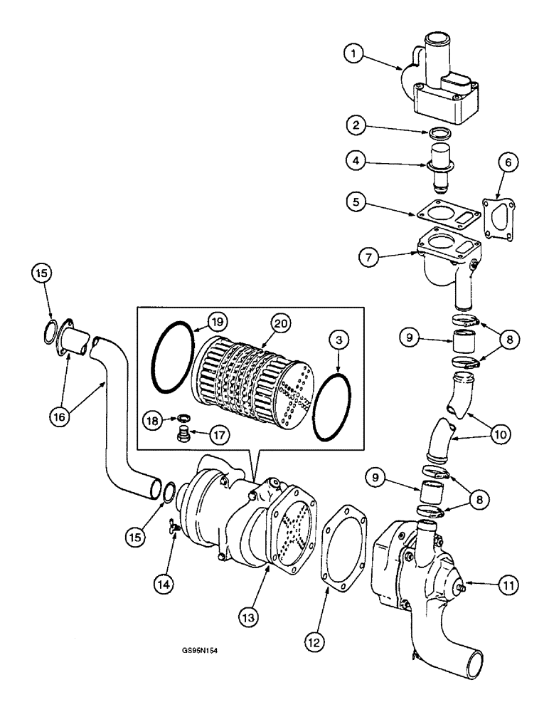 Схема запчастей Case IH DT-429 - (9-56) - WATER PUMP, OIL COOLER, THERMOSTAT AND RELATED PARTS 