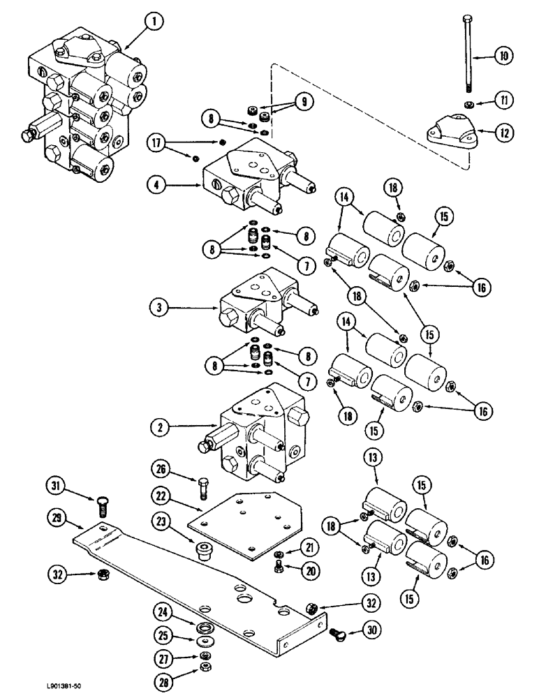 Схема запчастей Case IH 1670 - (8-30) - CONTROL VALVE AND MOUNTING, WITHOUT FORE AND AFT REEL CONTROL (07) - HYDRAULICS