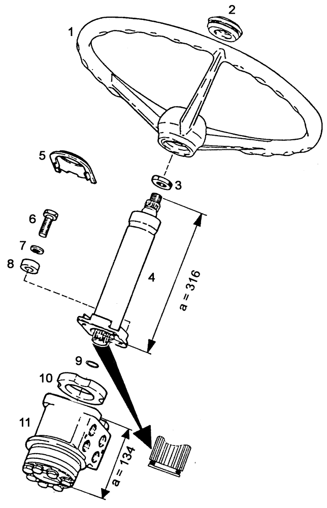 Схема запчастей Case IH C55 - (05-01[01]) - STEERING WHEEL AND COLUMN STEERING - CONTROL VALVE (05) - STEERING