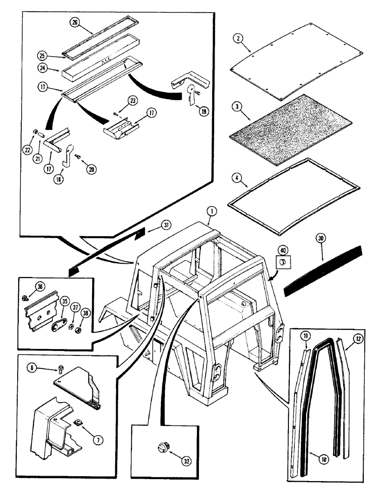 Схема запчастей Case IH 1370 - (268) - CAB, SHEET METAL, USED PRIOR TO CAB SERIAL NUMBER 7814176 (09) - CHASSIS/ATTACHMENTS