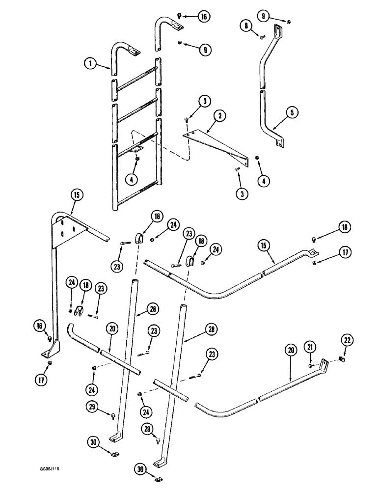 Схема запчастей Case IH 1682 - (9-176) - LADDER AND HANDRAILS (09) - CHASSIS ATTACHMENTS