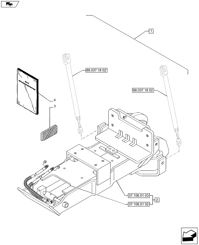 Схема запчастей Case IH PUMA 185 - (88.037.18[01]) - DIA KIT - HYDRAULIC AUTO PICK-UP HITCH WITH DRAWBAR (88) - ACCESSORIES