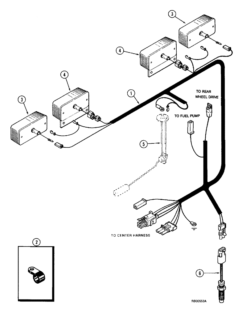 Схема запчастей Case IH 1680 - (4-34) - MAIN REAR HARNESS (06) - ELECTRICAL