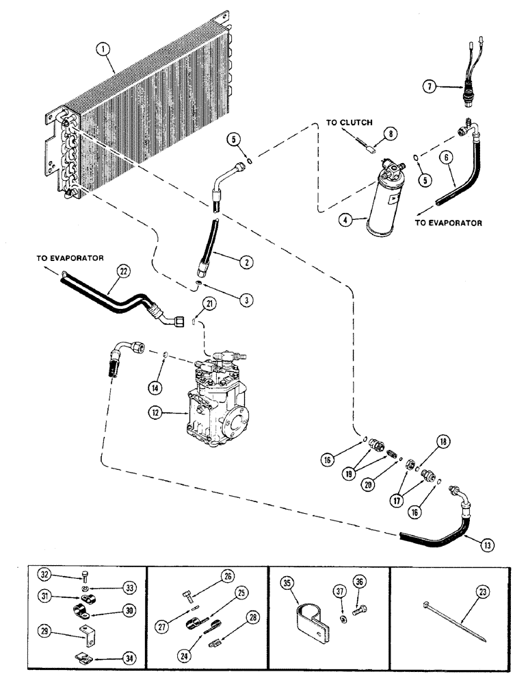 Схема запчастей Case IH 2470 - (550) - CAB, AIR CONDITIONING HOSES, WITH YORK COMPRESSOR (09) - CHASSIS/ATTACHMENTS