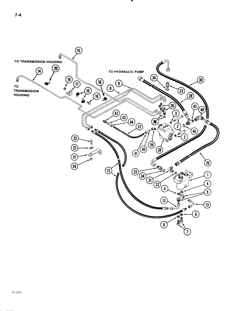 Схема запчастей Case IH 2096 - (7-004) - BRAKE VALVE, HOSES AND TUBES (07) - BRAKES