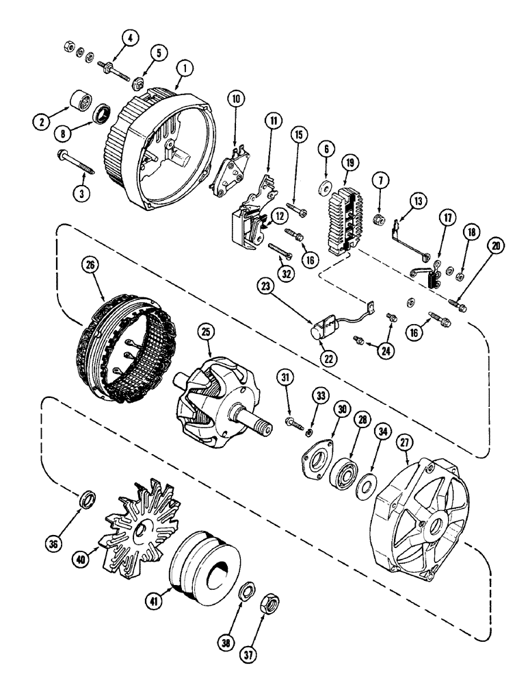 Схема запчастей Case IH 4890 - (4-124) - ALTERNATOR ASSEMBLY, WITH U.S. STANDARD MOUNTING HARDWARE (04) - ELECTRICAL SYSTEMS