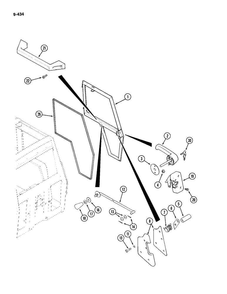 Схема запчастей Case IH 2094 - (9-434) - CAB, DOOR AND LATCH (09) - CHASSIS/ATTACHMENTS