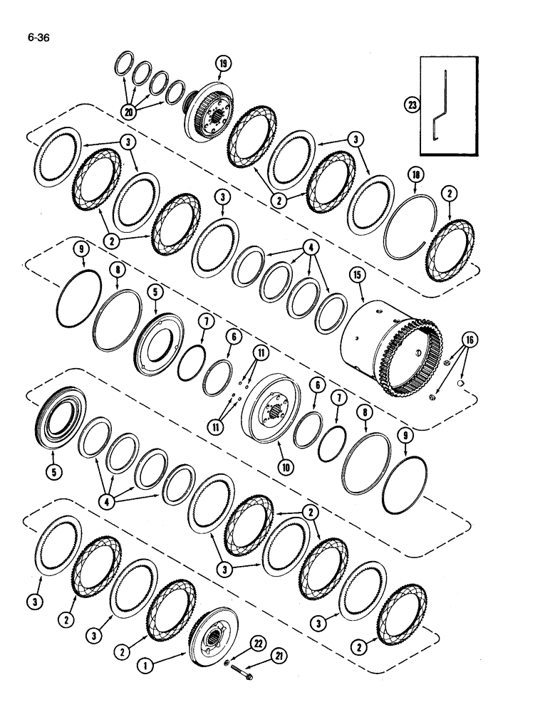 Схема запчастей Case IH 3394 - (6-36) - TRANSMISSION, (C2) AND (C3) CLUTCHES (06) - POWER TRAIN