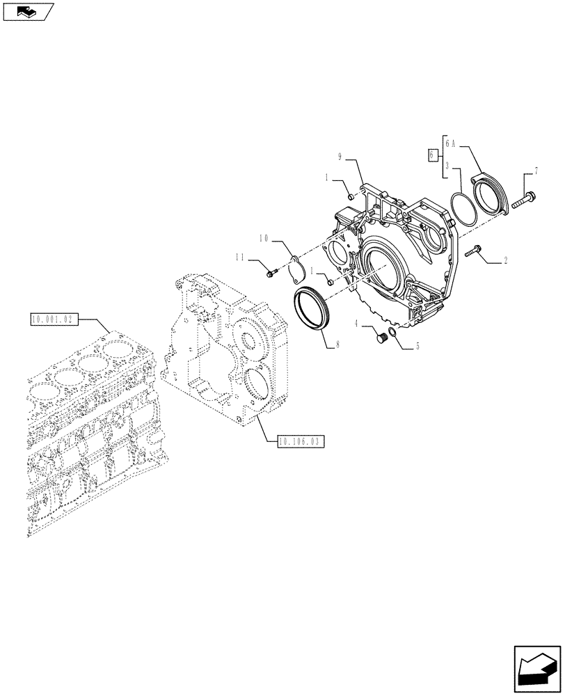 Схема запчастей Case IH F4GE9684B J605 - (10.103.03) - CRANKCASE COVERS (504153446) (10) - ENGINE