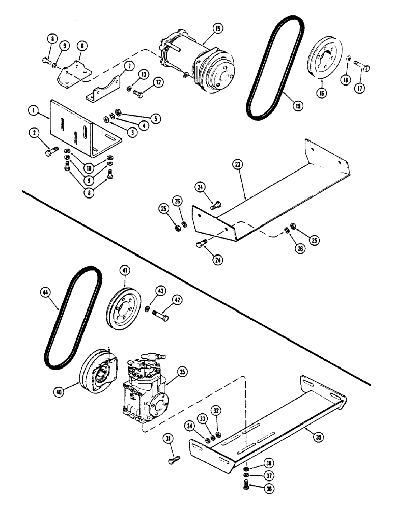 Схема запчастей Case IH 2670 - (536) - CAB, AIR CONDITIONER, G.M.C. COMPRESSOR MOUNTING (09) - CHASSIS/ATTACHMENTS