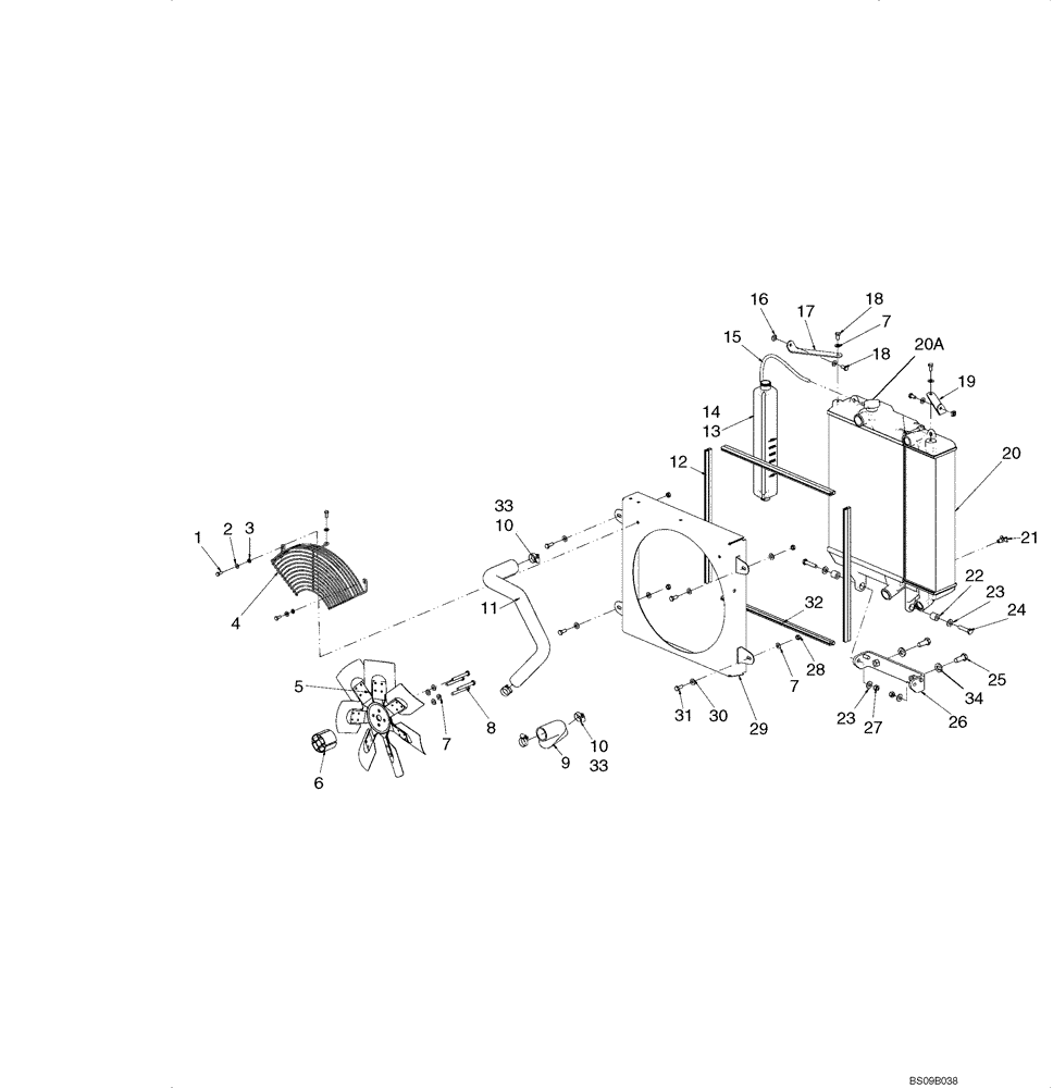 Схема запчастей Case IH 430 - (02-01) - FAN, RADIATOR/OIL COOLER - COOLANT RECOVERY SYSTEM (02) - ENGINE