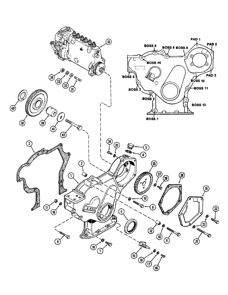 Схема запчастей Case IH 2590 - (3-54) - TIMING GEAR COVER, 504BDT, DIESEL ENGINE (03) - FUEL SYSTEM