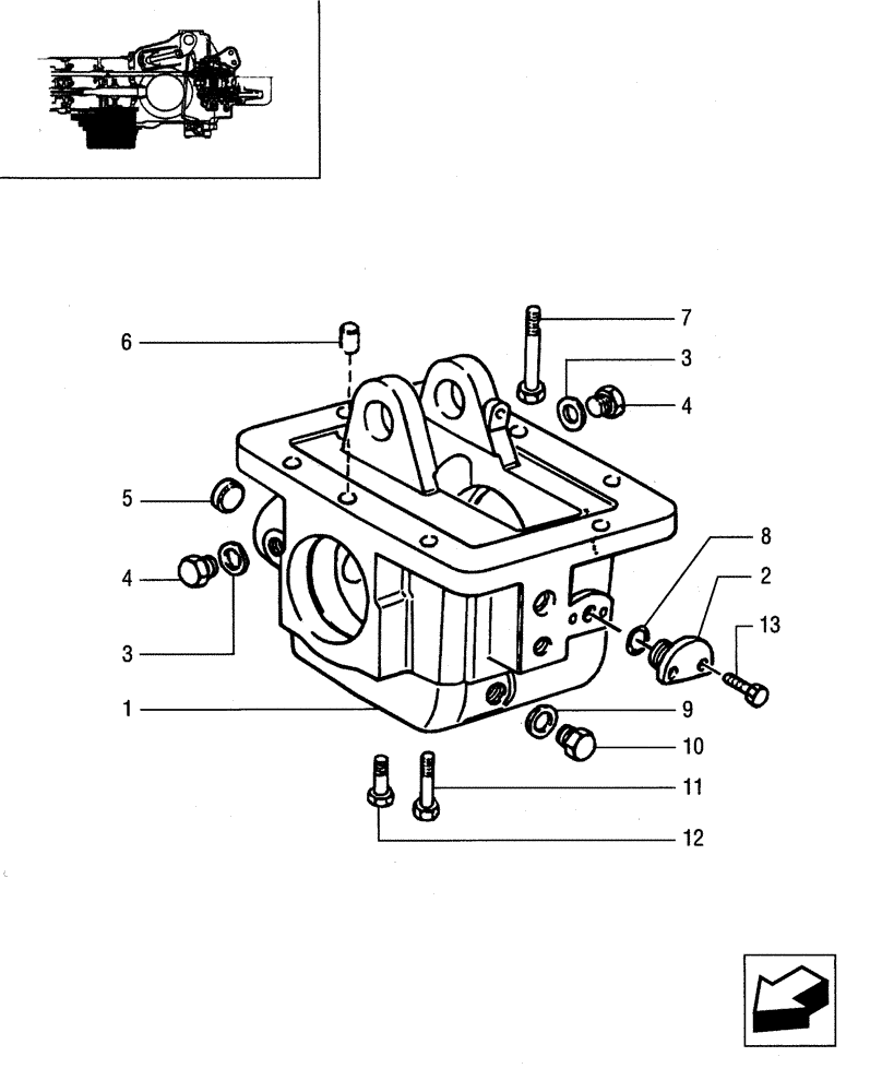 Схема запчастей Case IH JX85 - (1.33.0) - TRANSMISSION BOXES AND COVERS (04) - FRONT AXLE & STEERING