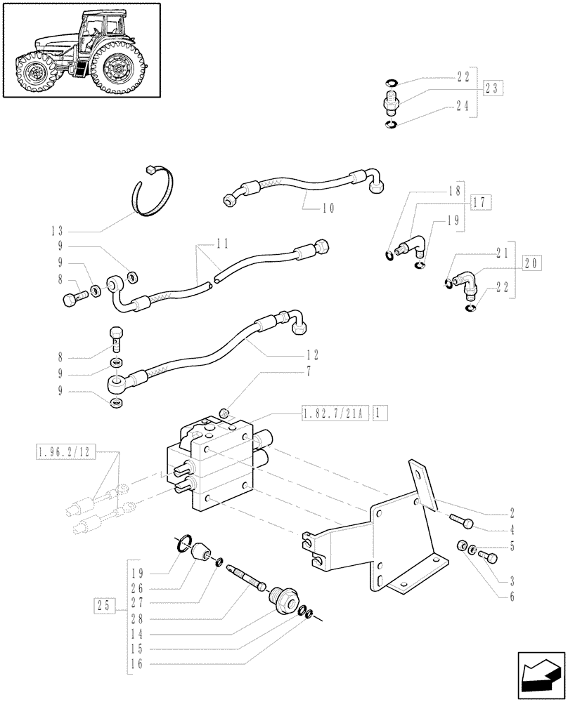 Схема запчастей Case IH MAXXUM 100 - (1.82.7/29[01]) - NA LOADER READY WITH MECH. JOYSTICK AND 2 ELEMENTS MID MOUNT VALVES - PIPES - C6432 (VAR.335820 / 743746) (07) - HYDRAULIC SYSTEM