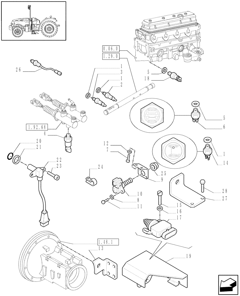 Схема запчастей Case IH JX1095N - (1.75.0) - ELECTRIC CONTROLS (06) - ELECTRICAL SYSTEMS