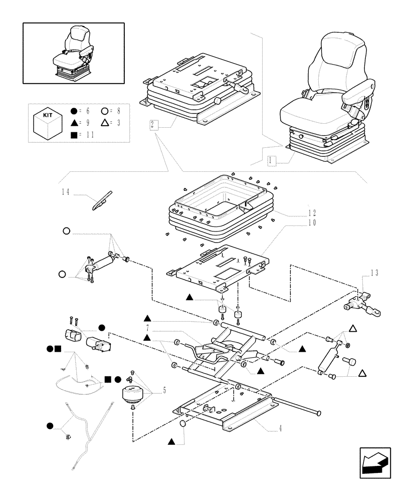 Схема запчастей Case IH PUMA 195 - (1.93.3/ B[03]) - (VAR.964) DELUXE AIR SEAT WITH REELING SEAT BELT AND HEATED CUSHION - BREAKDOWN (10) - OPERATORS PLATFORM/CAB