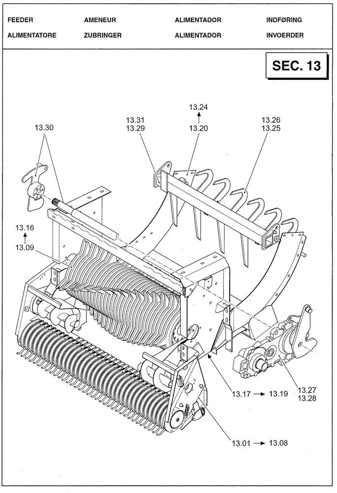 Схема запчастей Case IH LBX431R - (13.00[01]) - SECTION LIST 13 - FEEDER (13) - FEEDER