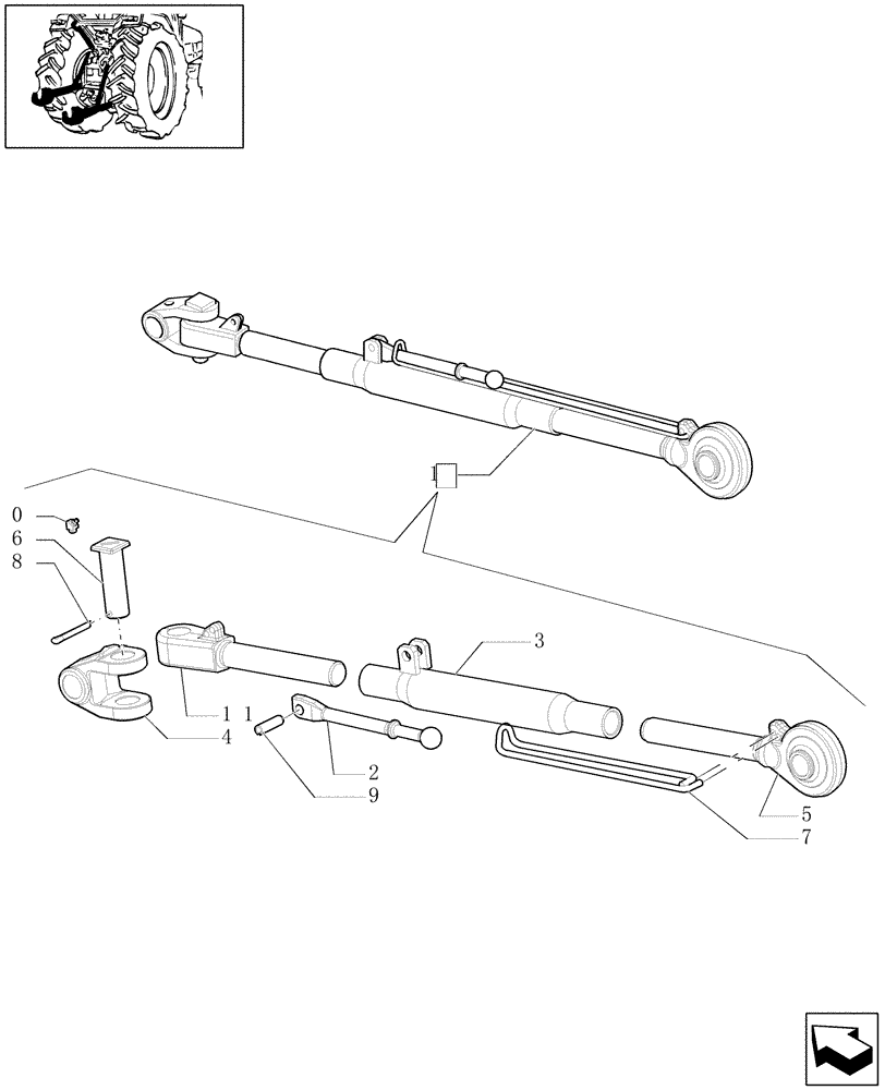 Схема запчастей Case IH MAXXUM 110 - (1.89.6/ A) - THIRD-LINK SPRAG - PARTS (STD + VAR.330970) (09) - IMPLEMENT LIFT