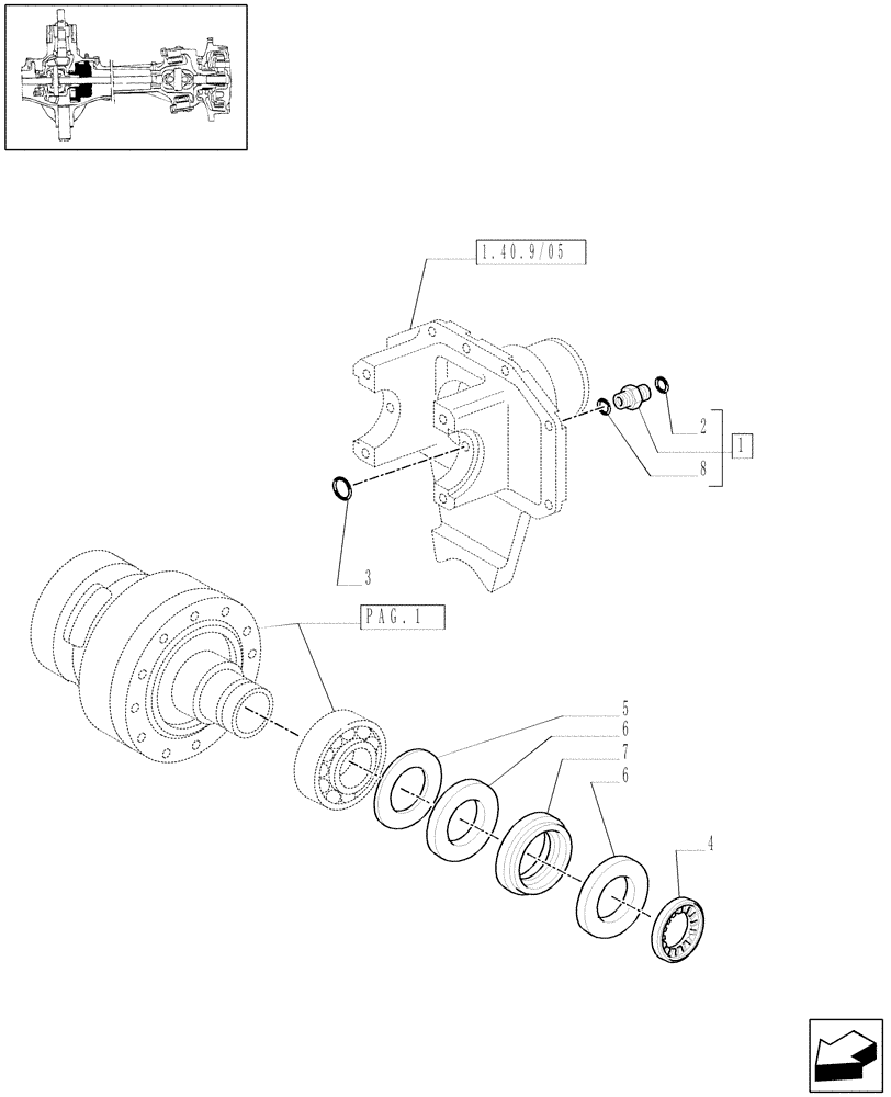 Схема запчастей Case IH MAXXUM 140 - (1.40. 9/07[02]) - (CL.4) FRONT AXLE W/MULTI-PLATE DIFF. LOCK, ST. SENSOR AND BRAKES - DIFFERENTIAL (VAR.330430) (04) - FRONT AXLE & STEERING