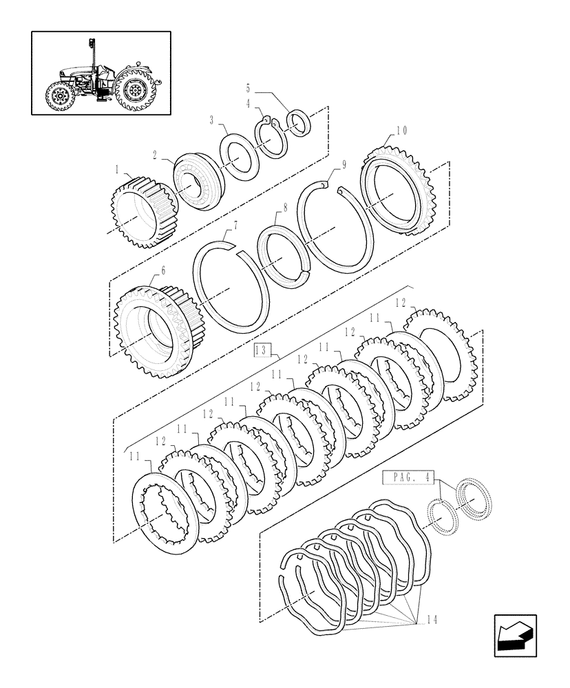 Схема запчастей Case IH JX1085C - (1.28.7/03[03]) - (VAR.270) DUAL COMMAND (2 SPS) 32X16 (30KM/H) W. HEAT EXCHANGER AND ADJ. COLUMN - CLUTCH PLATES (03) - TRANSMISSION