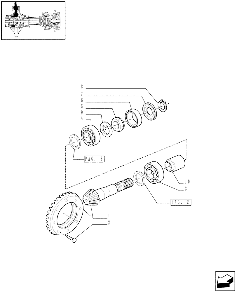 Схема запчастей Case IH MAXXUM 100 - (1.40. 1/06[01]) - 4WD (CL.3) FRONT AXLE WITH DOG CLUTCH - BEVEL GEAR PAIR (STANDARD) (04) - FRONT AXLE & STEERING