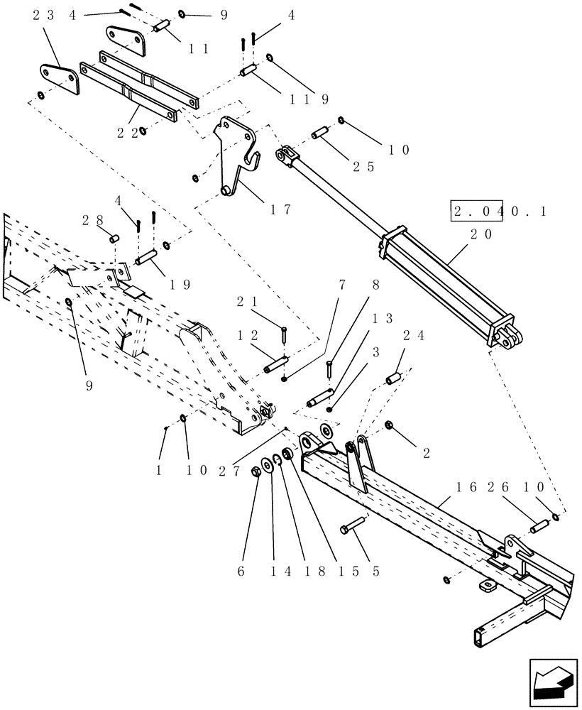 Схема запчастей Case IH ATX400 - (1.230.1) - 9 FIVE SECTION INNER WING (REAR) - 45 MODEL SHOWN (12) - FRAME