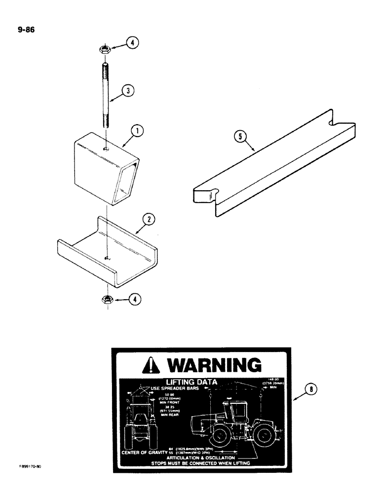 Схема запчастей Case IH 9180 - (9-86) - SHIPPING AND LIFTING ACCESSORIES (09) - CHASSIS/ATTACHMENTS