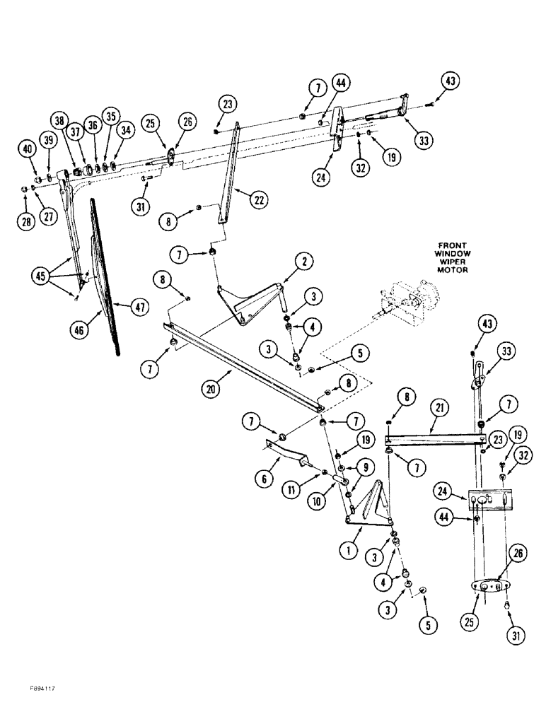 Схема запчастей Case IH 9350 - (4-58) - SIDE WINDOW WIPERS, IF EQUIPPED (04) - ELECTRICAL SYSTEMS