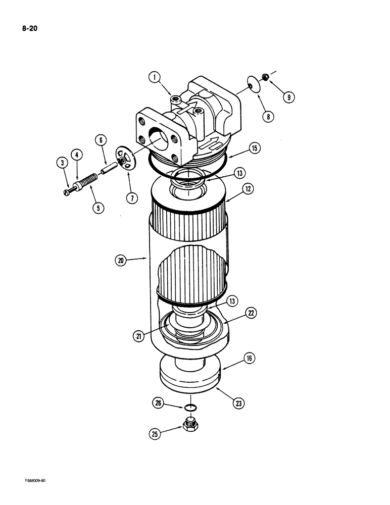 Схема запчастей Case IH STEIGER - (8-020) - HYDRAULIC OIL FILTER (08) - HYDRAULICS