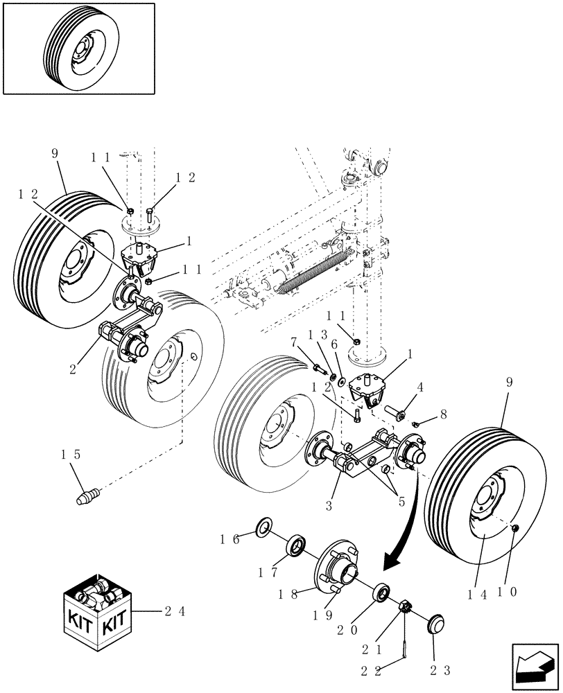 Схема запчастей Case IH WRX301 - (44.520.03) - REAR TANDEM WHEEL KIT (44) - WHEELS