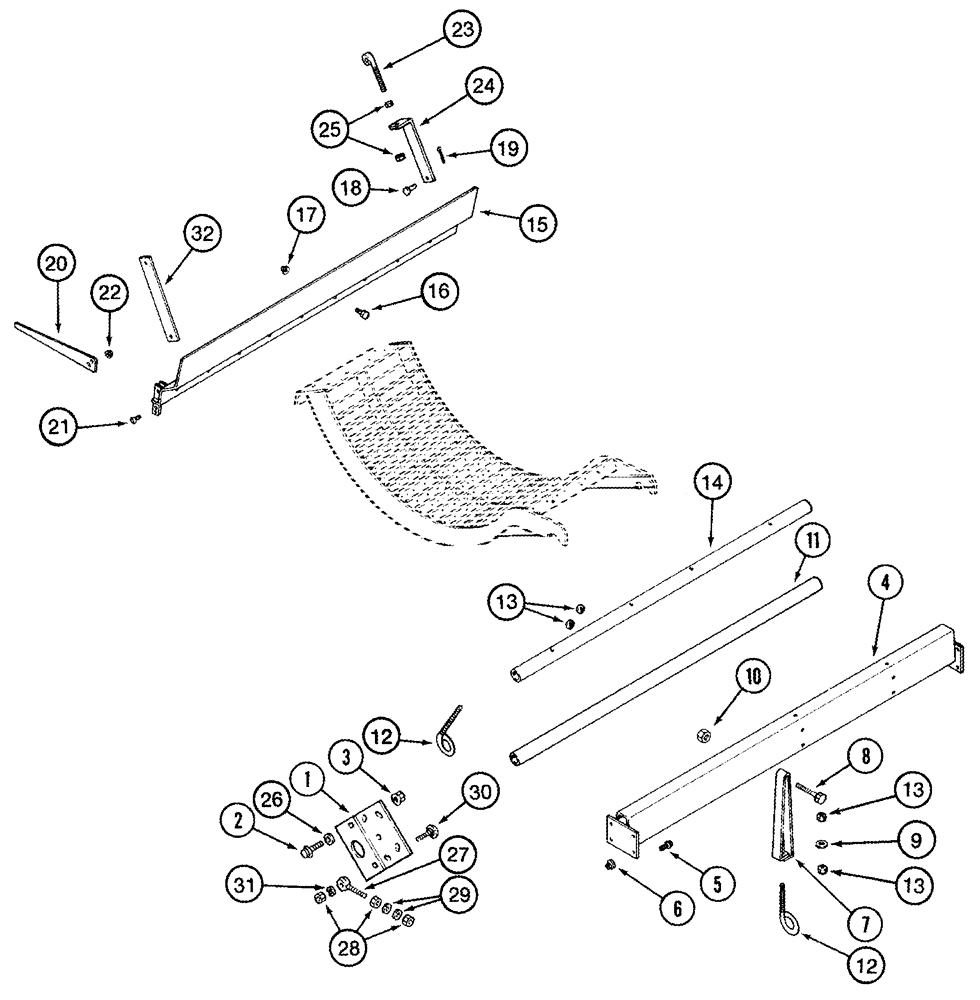 Схема запчастей Case IH 2388 - (09B-12) - CONCAVES - ANCHOR SUPPORTS (14) - ROTOR, CONCANVES & SIEVE