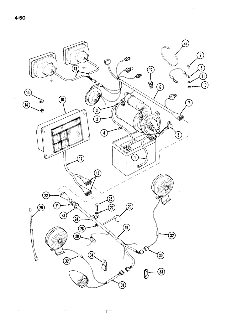 Схема запчастей Case IH 1194 - (4-50) - ELECTRICAL WIRING - TRACTORS WITHOUT CAB, LOW PROFILE SPECIAL (04) - ELECTRICAL SYSTEMS